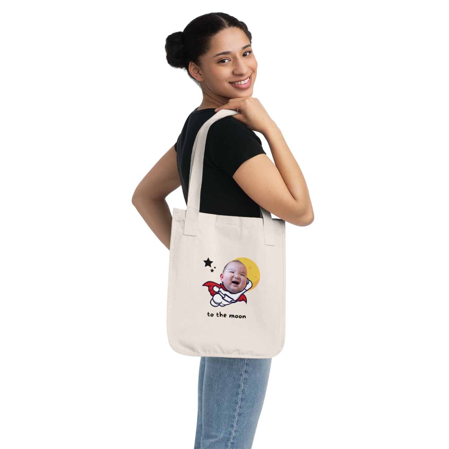 Mama Edition Personalized Canvas Tote Bag - To The Moon (100% Organic Cotton)