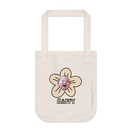 Mama Edition Personalized Canvas Tote Bag - Happy (100% Organic Cotton)