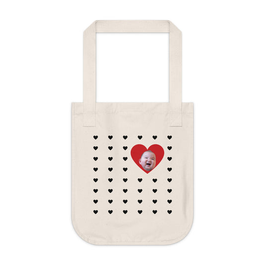 Mama Edition Personalized Canvas Tote Bag - Heart (100% Organic Cotton)