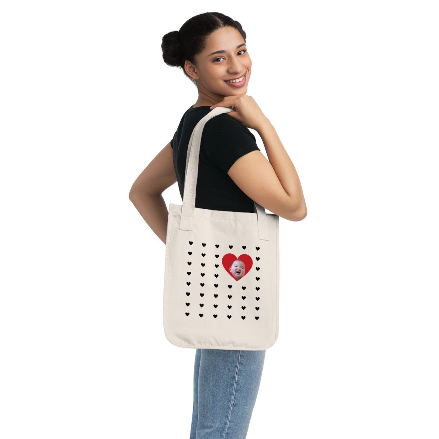 Mama Edition Personalized Canvas Tote Bag - Heart (100% Organic Cotton)