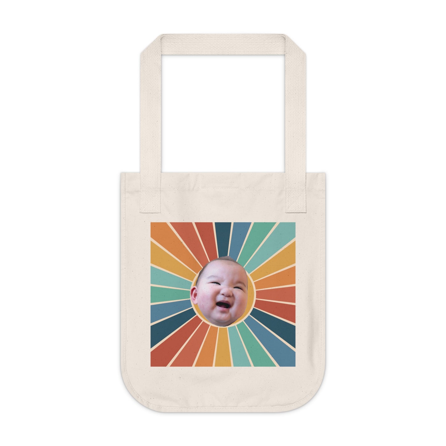 Mama Edition Personalized Canvas Tote Bag - Retro Rays (100% Organic Cotton)