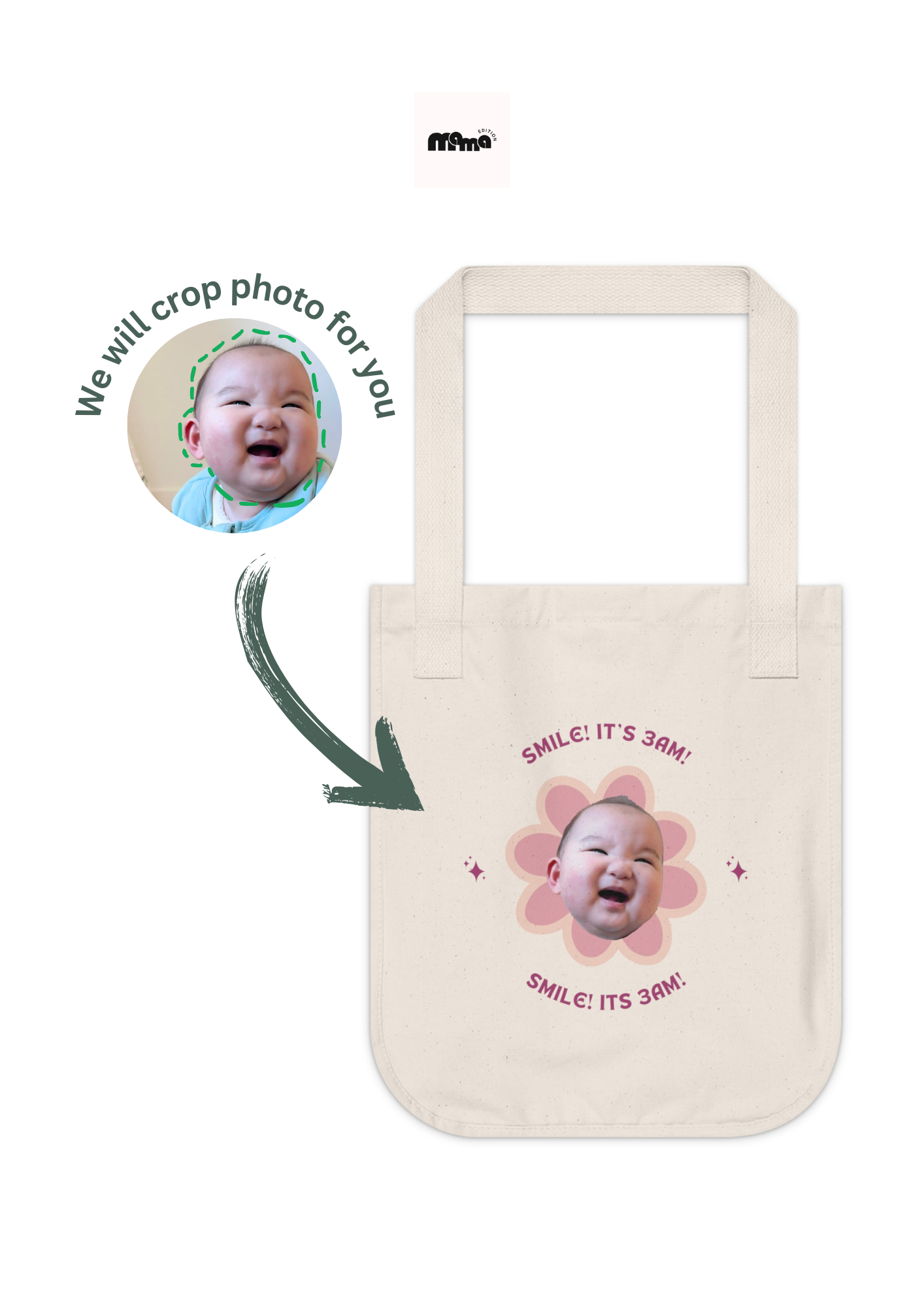 Mama Edition Personalized Canvas Tote Bag - IT'S 3AM (100% Organic Cotton)