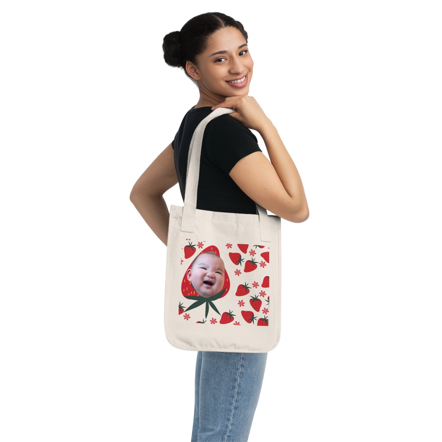 Mama Edition Personalized Canvas Tote Bag - Strawberry (100% Organic Cotton)