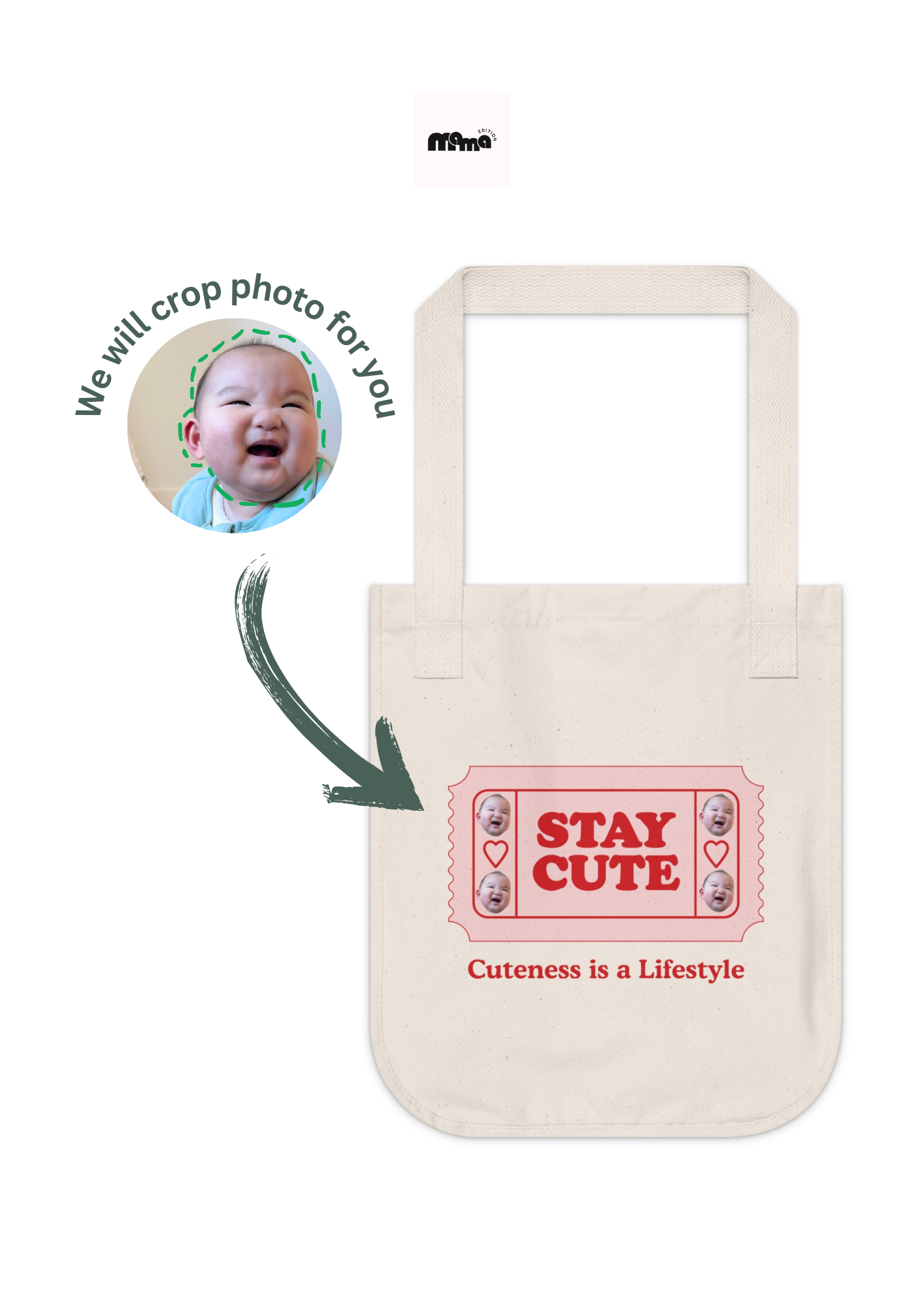 Mama Edition Personalized Canvas Tote Bag - Stay Cute (100% Organic Cotton)