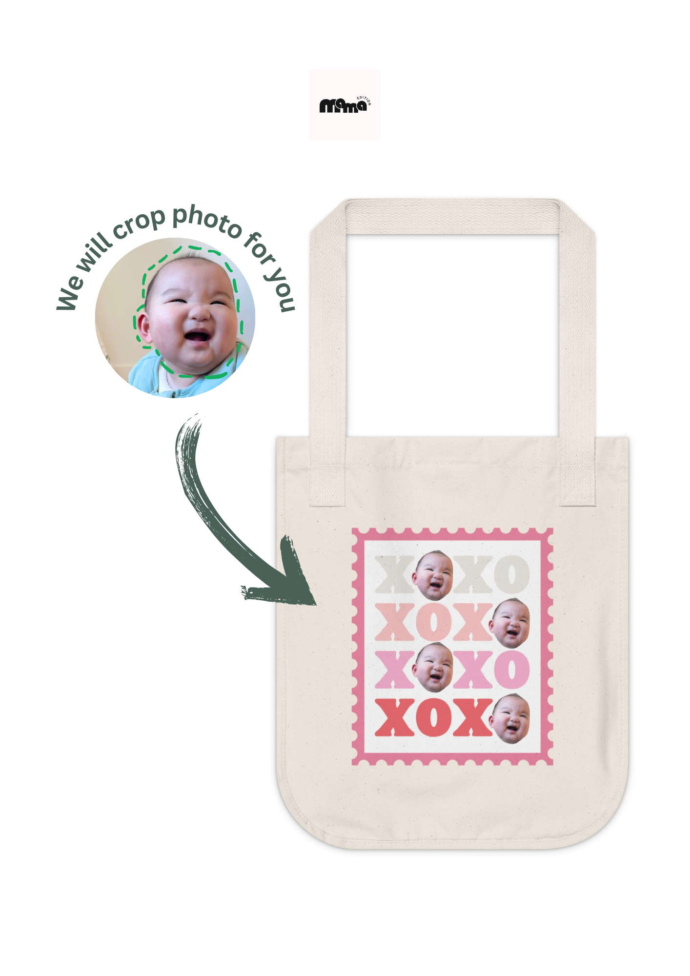 Mama Edition Personalized Canvas Tote Bag - XOXO (100% Organic Cotton)